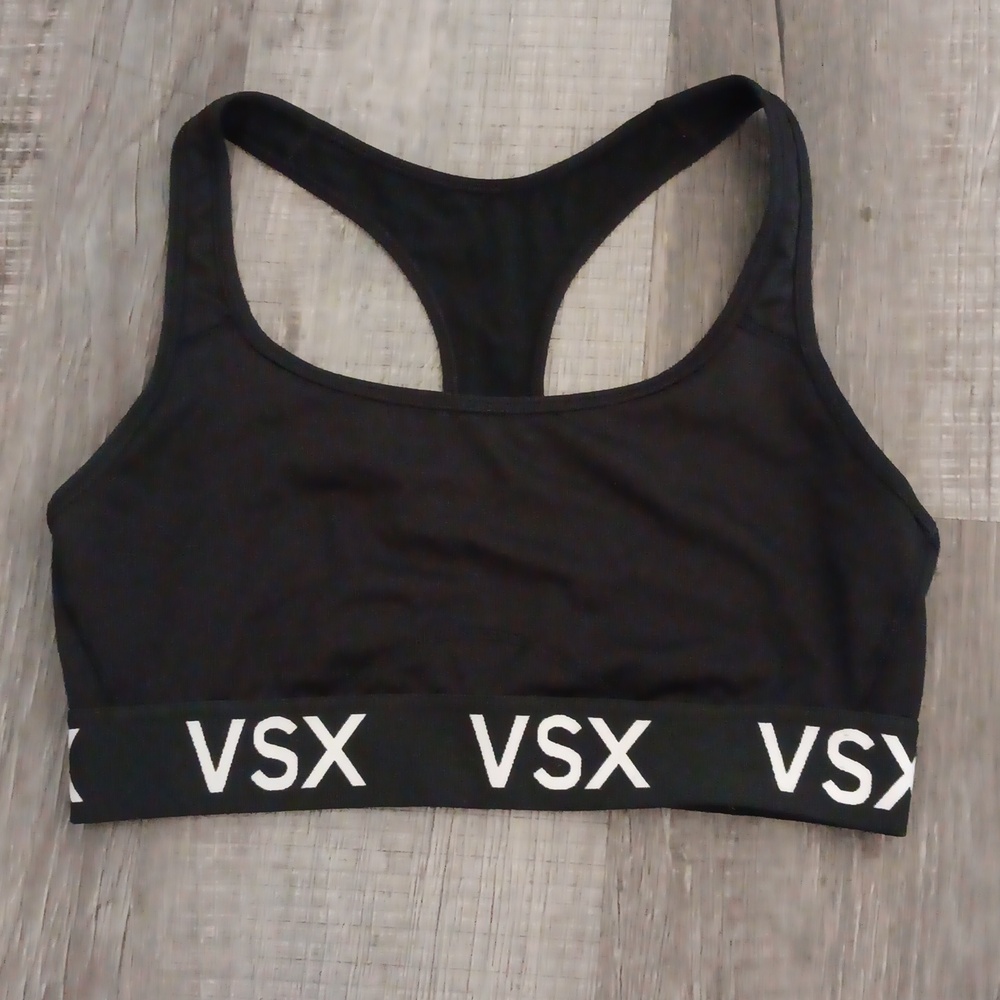 Victorias Secret VSX Black Sports Bra with Logo Band